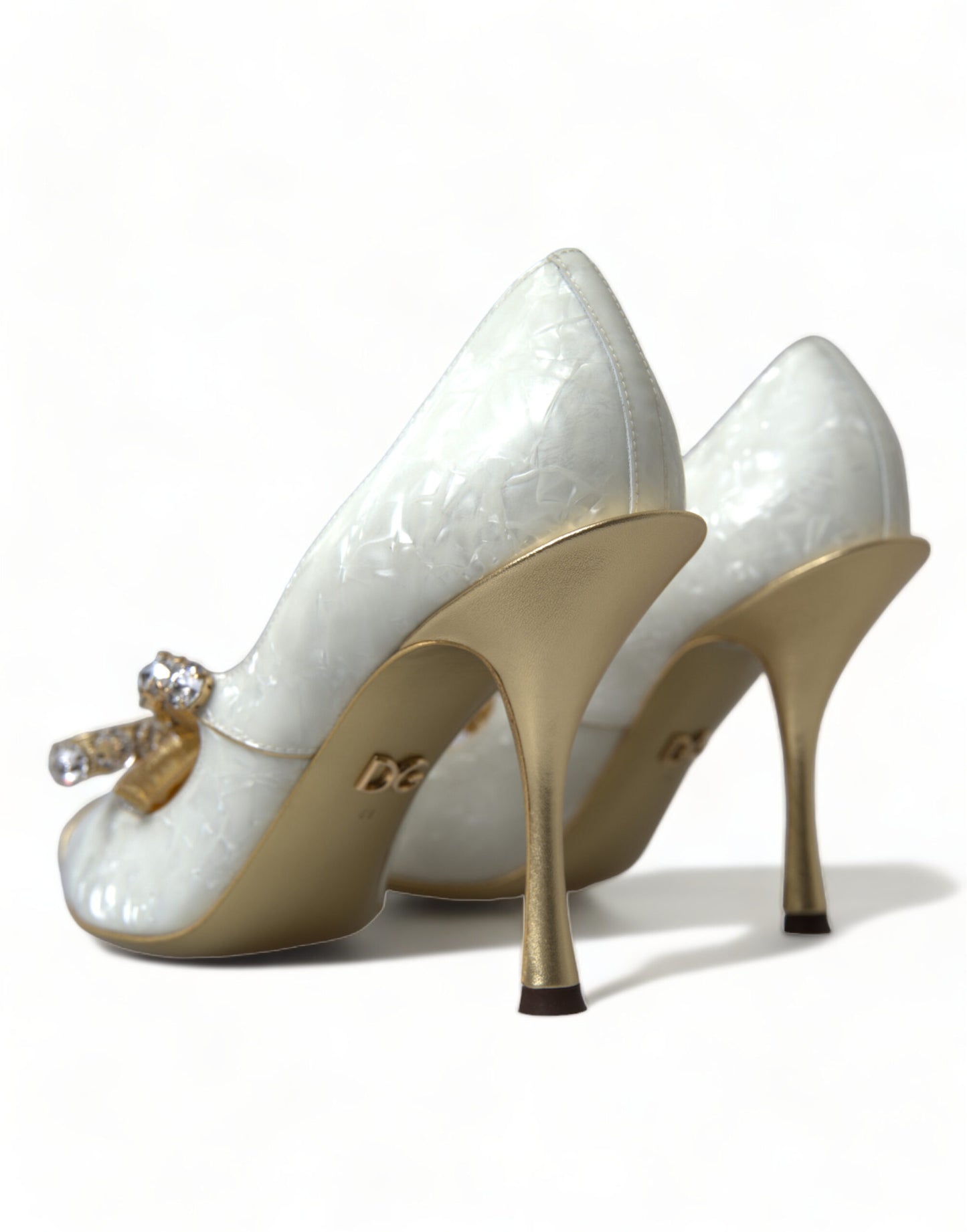 Dolce &amp; Gabbana Escarpins blancs Mary Jane en perles de cristal