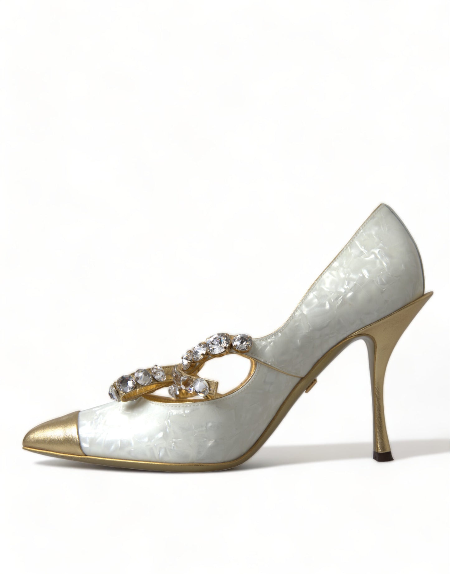 Dolce &amp; Gabbana Escarpins blancs Mary Jane en perles de cristal