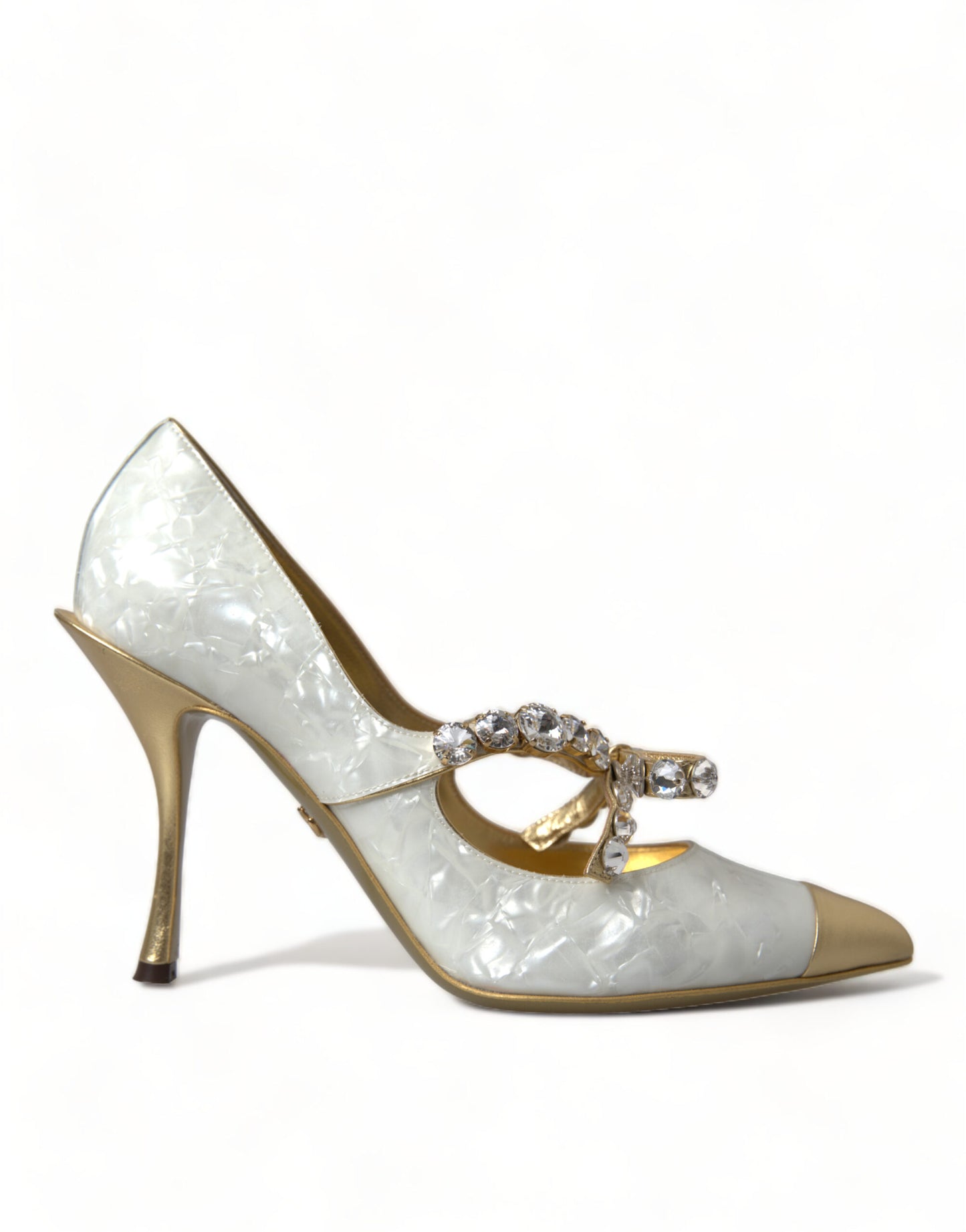 Dolce &amp; Gabbana Escarpins blancs Mary Jane en perles de cristal