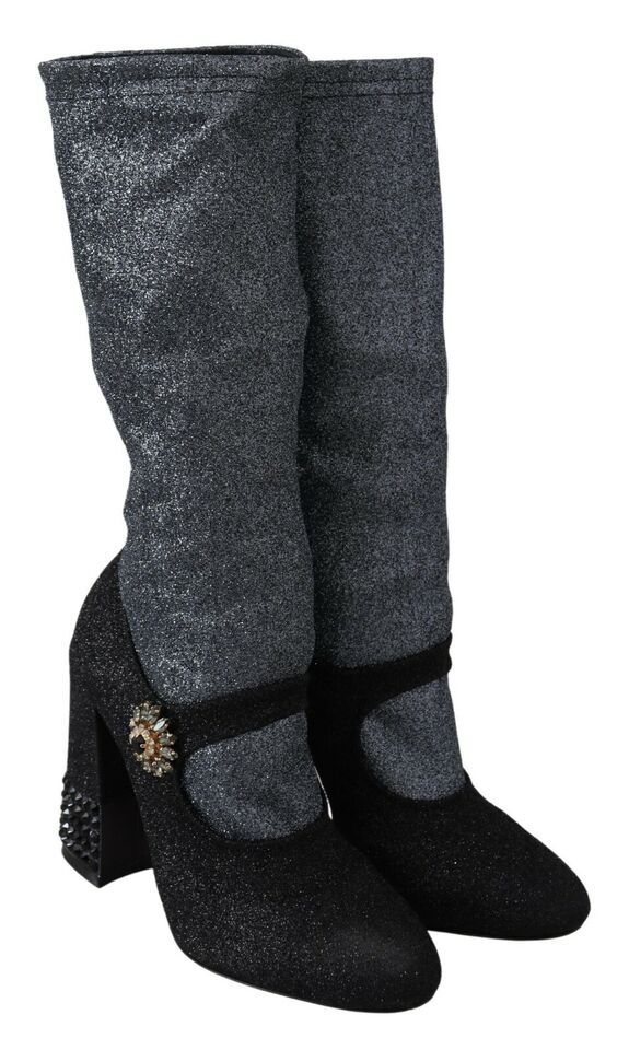 Dolce &amp; Gabbana Bottines Mary Janes en cristal noir