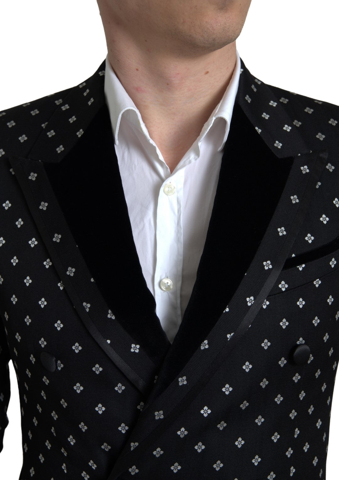 Schwarzer, schmal geschnittener, zweireihiger Blazer von Dolce &amp; Gabbana