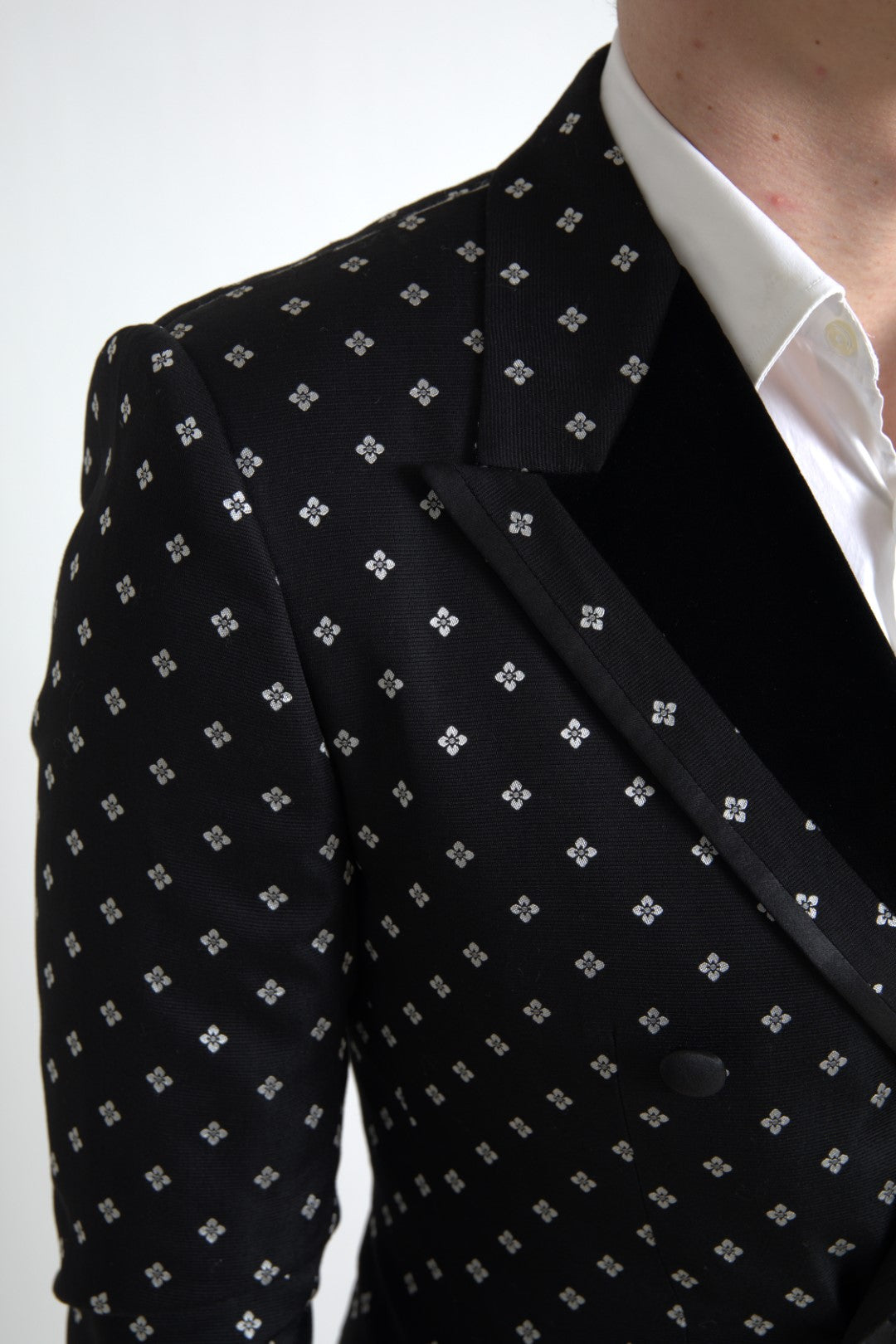 Schwarzer, schmal geschnittener, zweireihiger Blazer von Dolce &amp; Gabbana