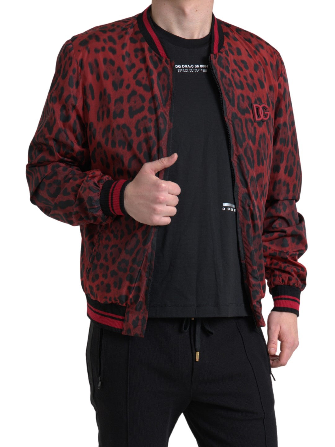 Dolce &amp; Gabbana Veste courte bomber léopard rouge