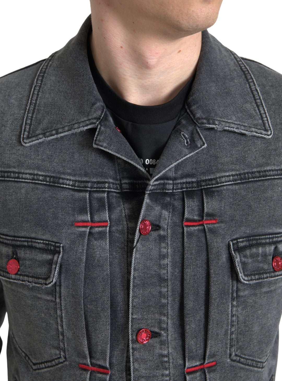 Dolce &amp; Gabbana Veste en denim stretch en coton lavé gris pour homme