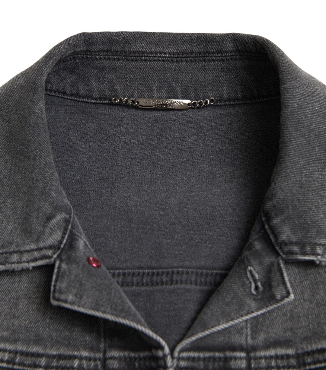 Dolce &amp; Gabbana Veste en denim stretch en coton lavé gris pour homme