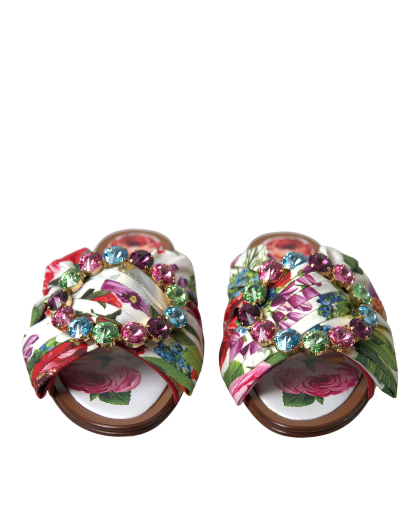 Dolce &amp; Gabbana Chaussures plates à fleurs multicolores en cristal