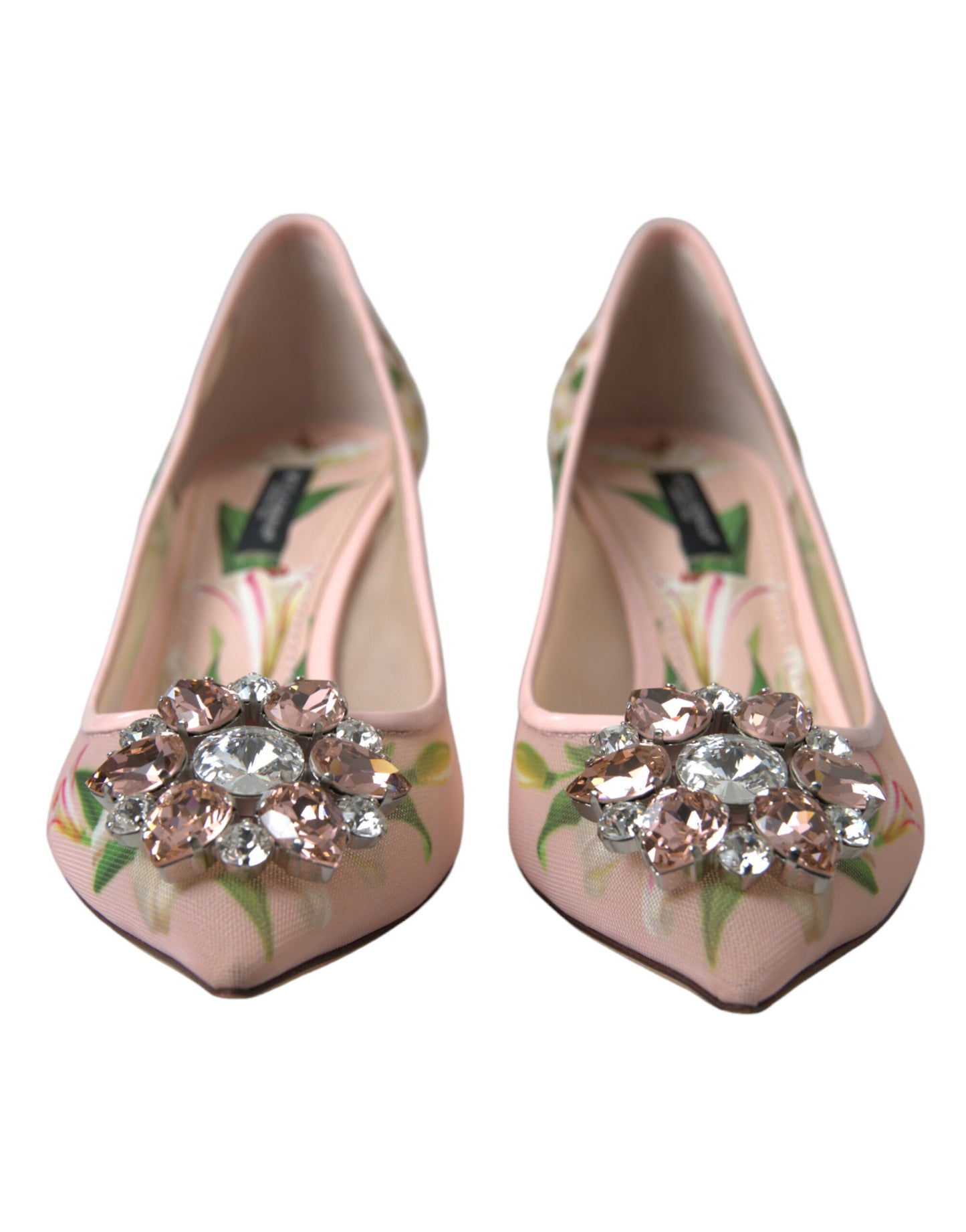 Dolce &amp; Gabbana Escarpins à talons en cristal floral rose