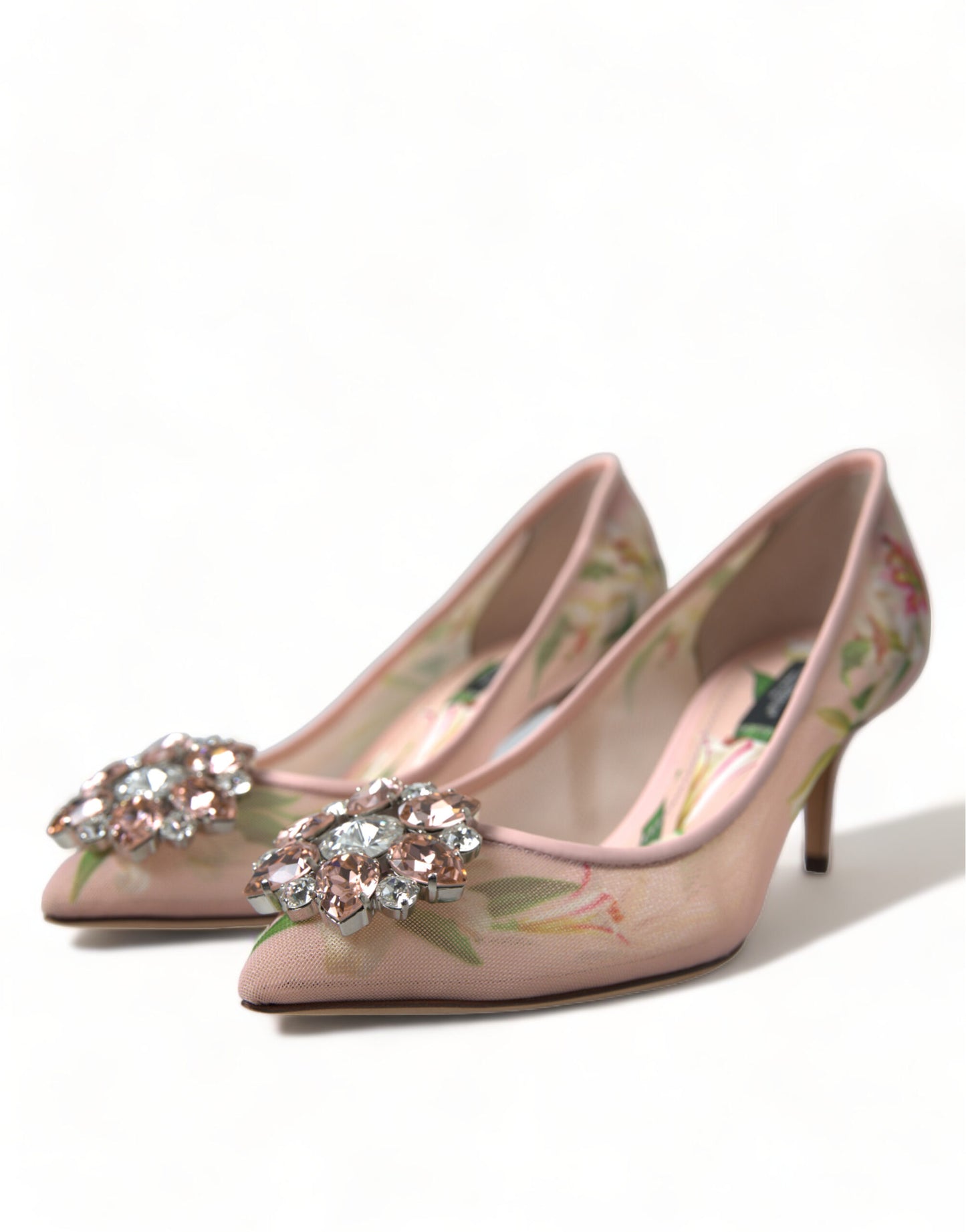 Dolce &amp; Gabbana Escarpins à talons en cristal floral rose