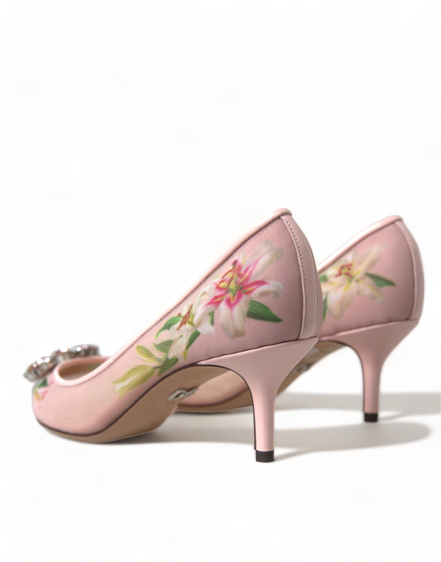 Dolce &amp; Gabbana Pink Floral Crystal Heels Pumps Schuhe