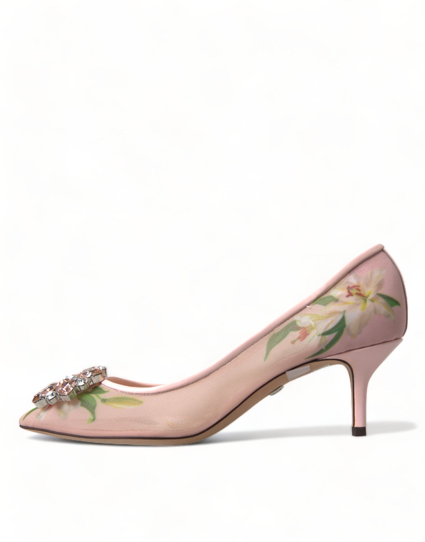 Dolce &amp; Gabbana Escarpins à talons en cristal floral rose