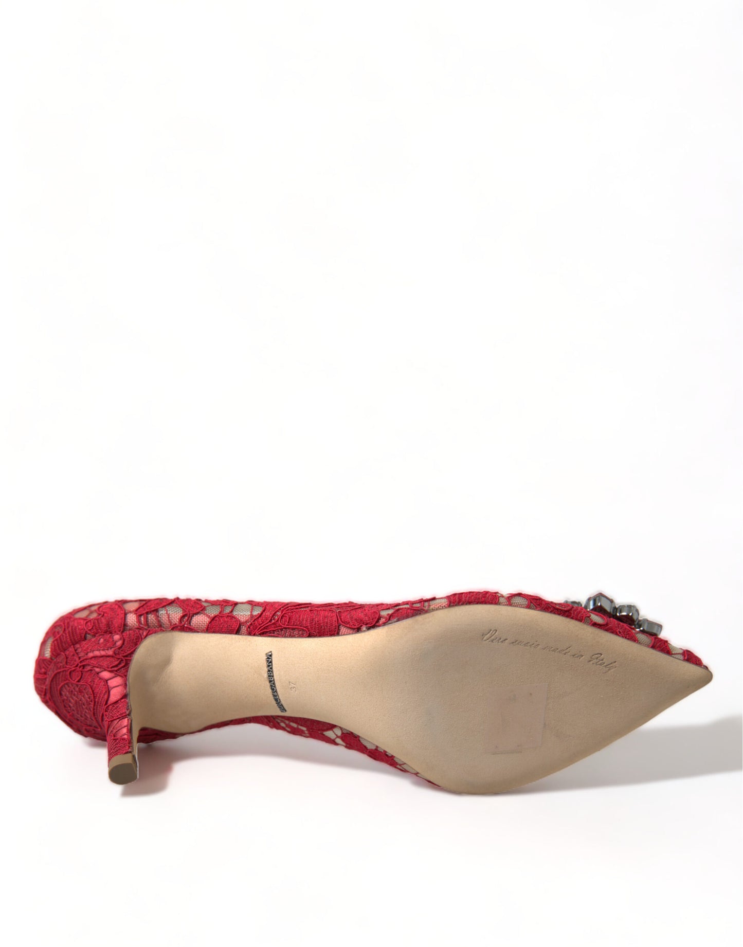 Dolce &amp; Gabbana Red Taormina Lace Crystal Heels Pumps Schuhe