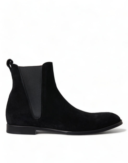 Dolce &amp; Gabbana Chaussures en cuir suédé noir mi-mollet pour hommes