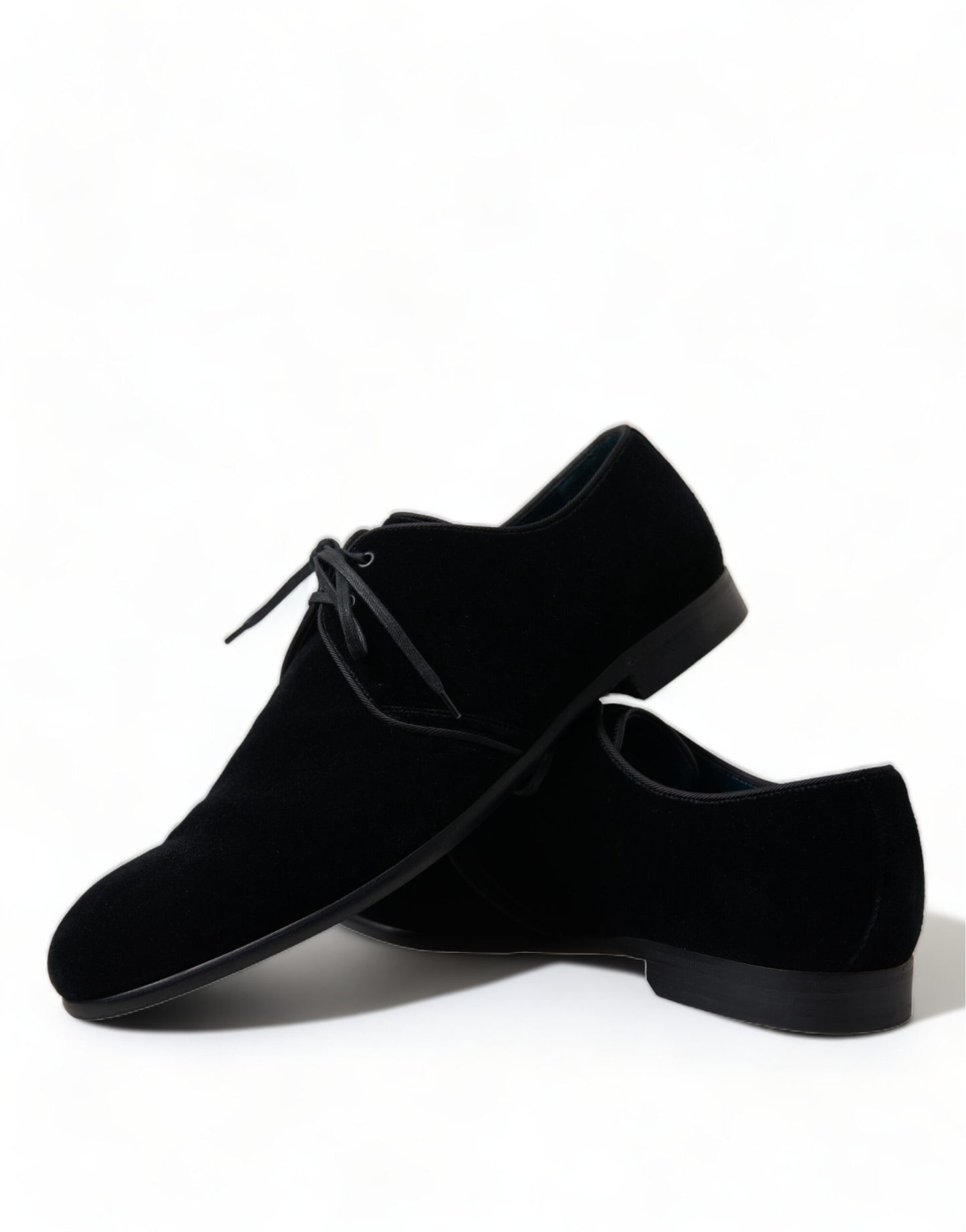 Dolce &amp; Gabbana Schwarze Samt-Schnürschuhe für formelle Derby-Kleider