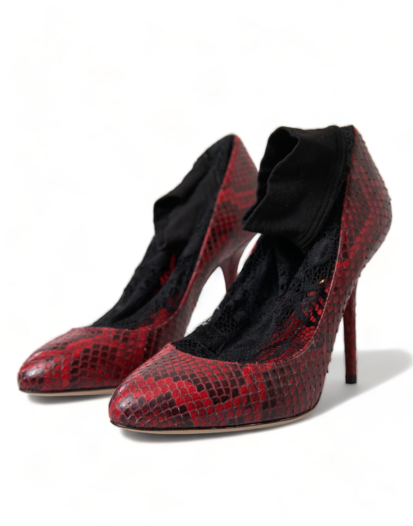 Dolce &amp; Gabbana Chaussettes en dentelle en cuir rouge Ayers Escarpins Chaussures