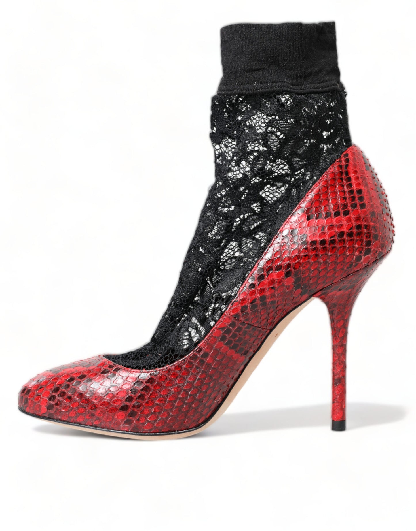 Dolce &amp; Gabbana Chaussettes en dentelle en cuir rouge Ayers Escarpins Chaussures