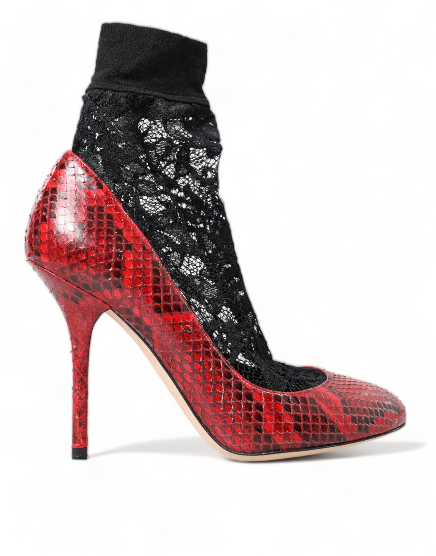 Dolce &amp; Gabbana Chaussettes en dentelle en cuir rouge Ayers Escarpins Chaussures