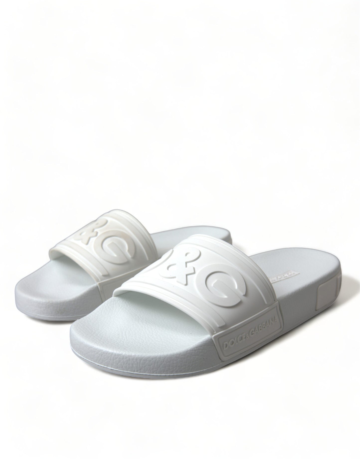 Dolce &amp; Gabbana Sandales en caoutchouc blanc Diapositives Chaussures de plage