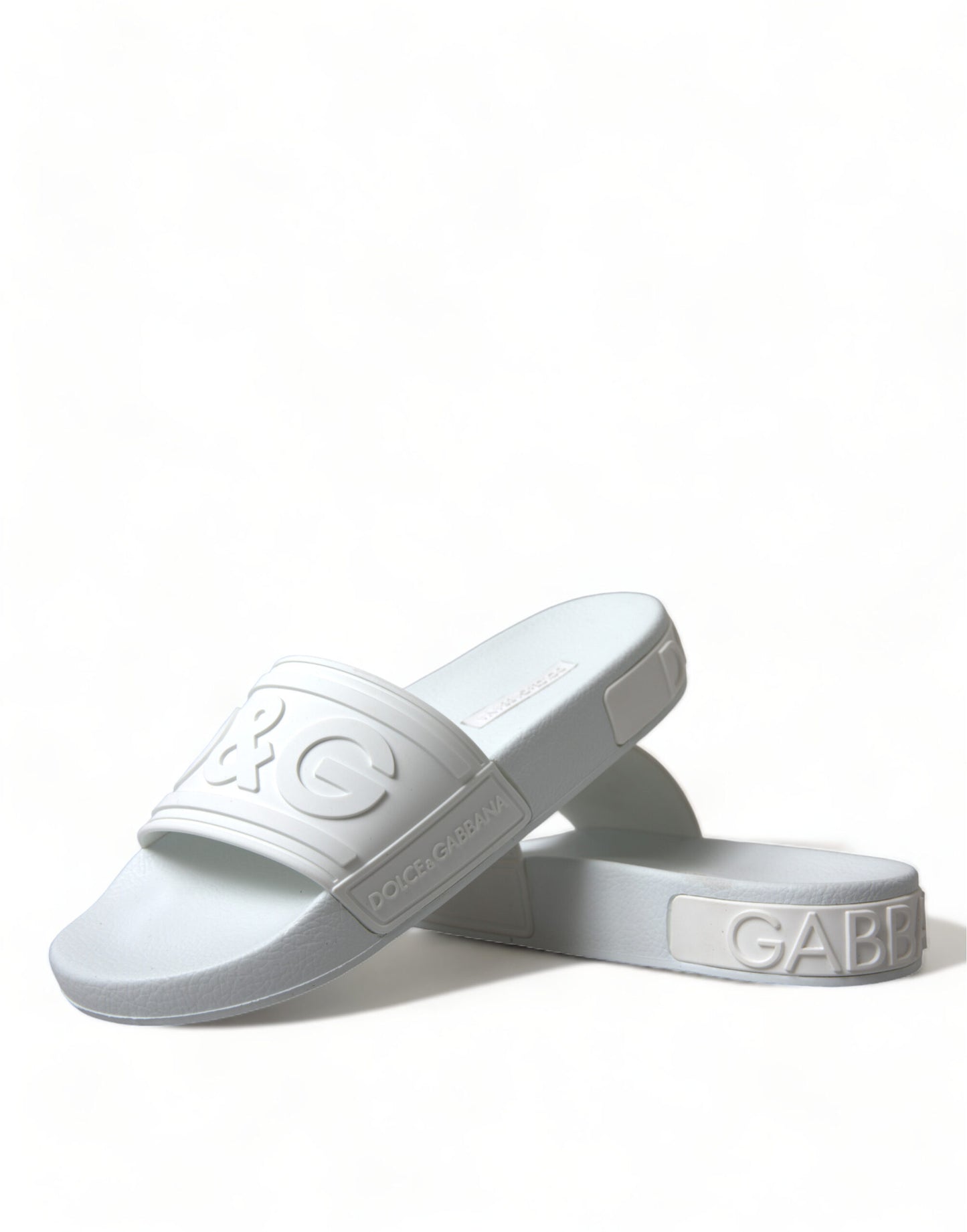 Dolce &amp; Gabbana Sandales en caoutchouc blanc Diapositives Chaussures de plage