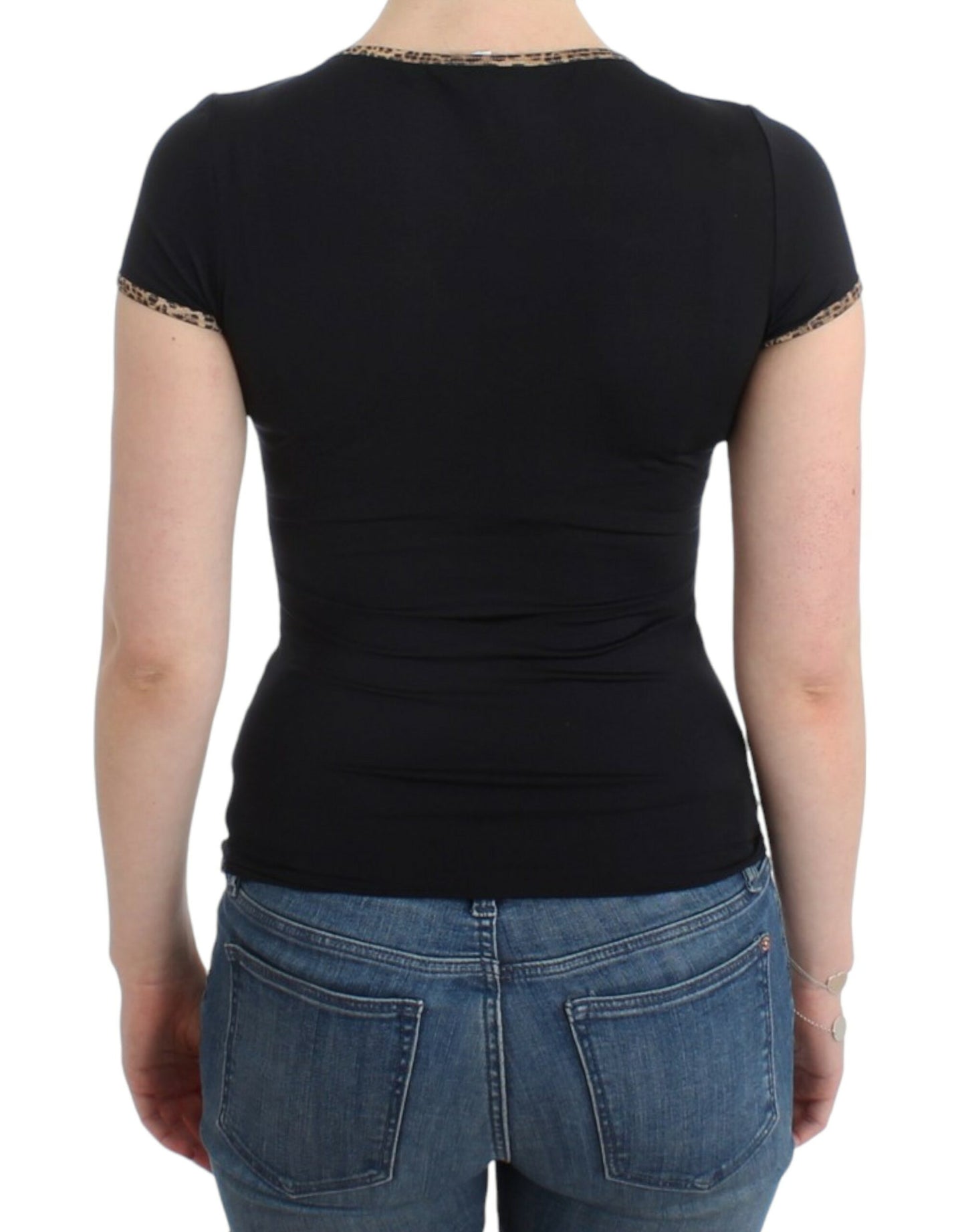 Cavalli T-shirt haut en nylon noir