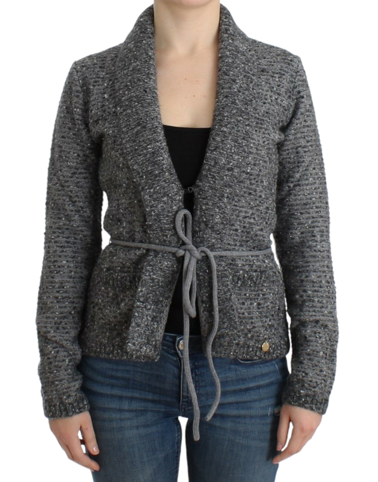 Cavalli Cardigan tricoté en laine gris