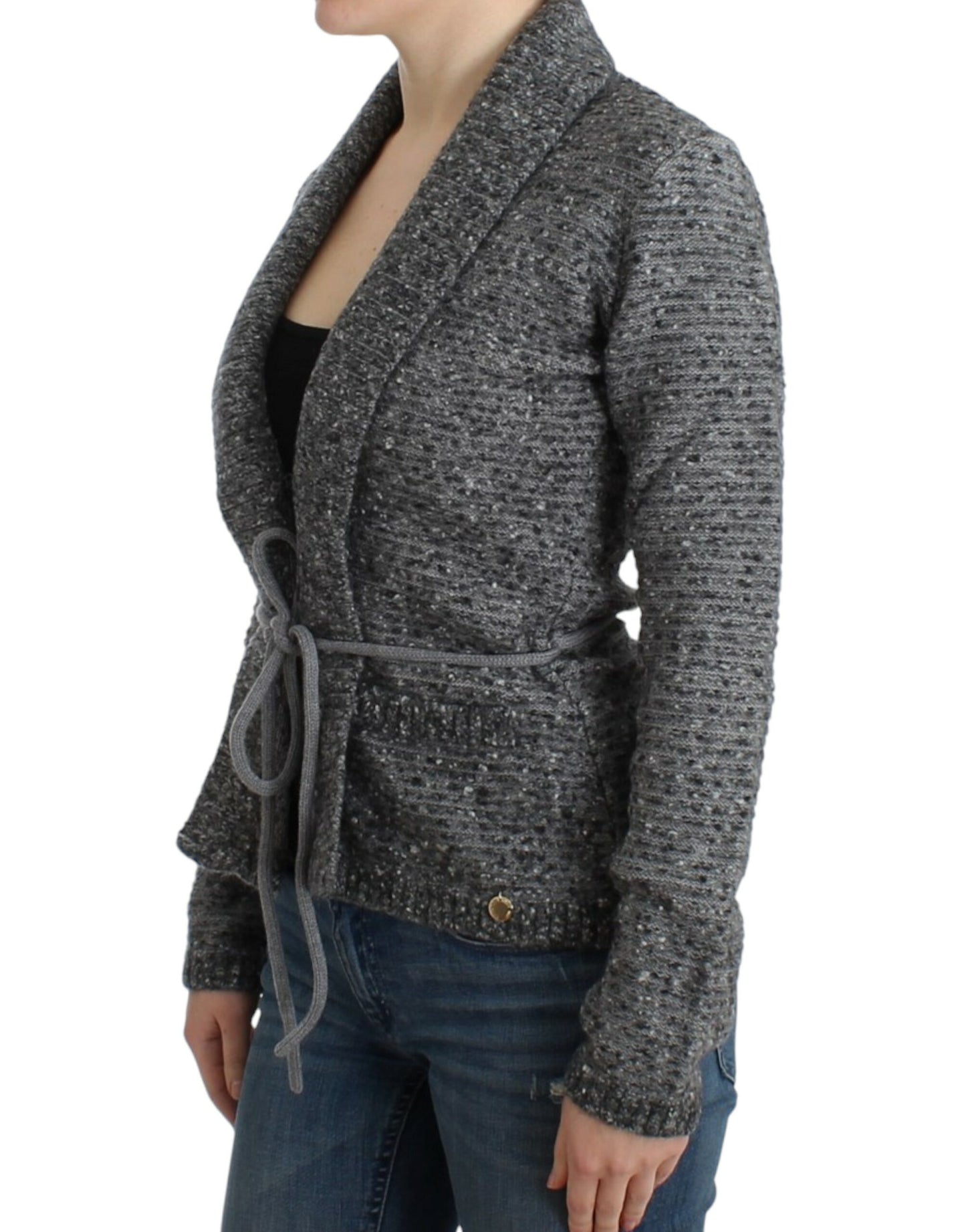 Cavalli Cardigan tricoté en laine gris