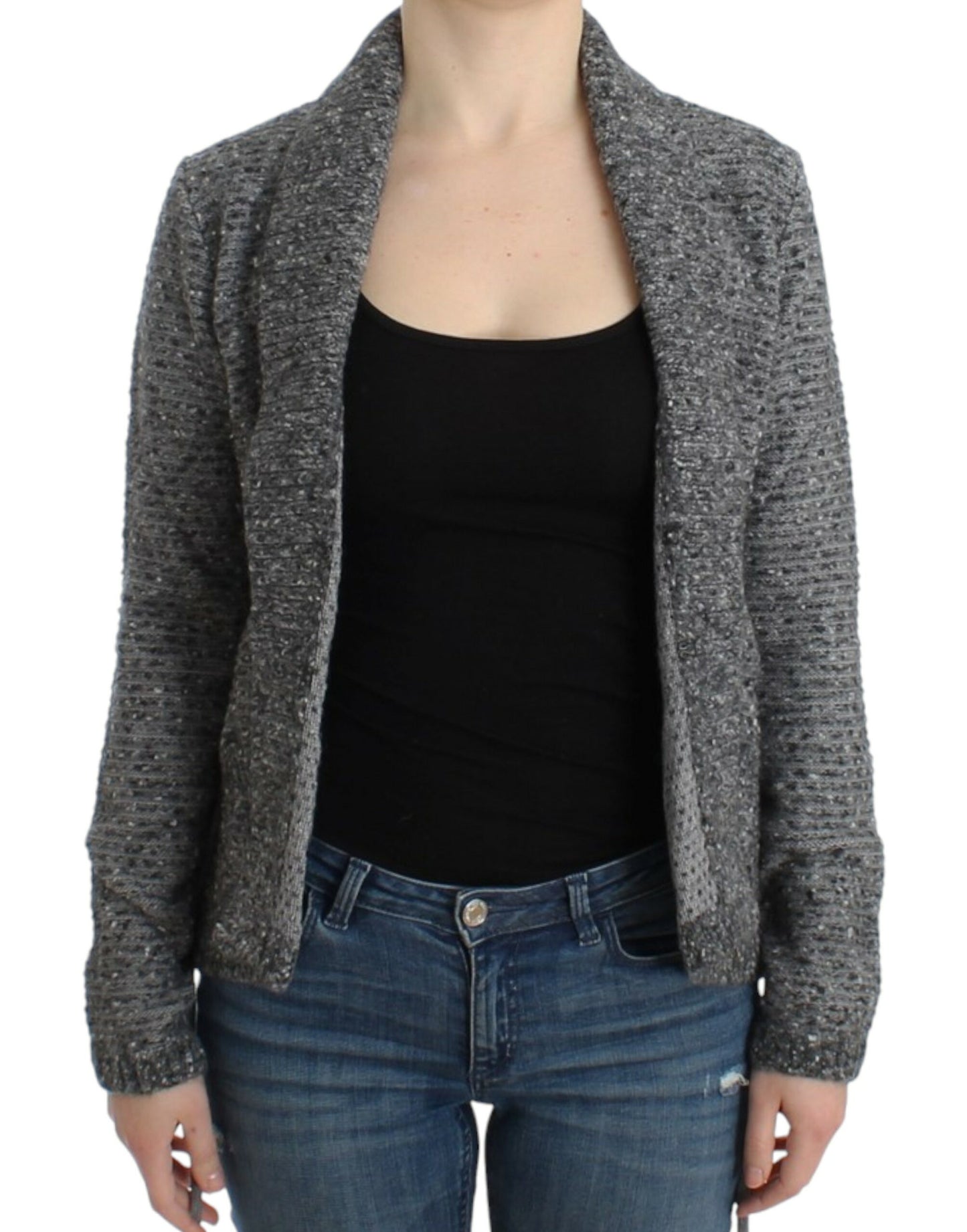 Cavalli Cardigan tricoté en laine gris