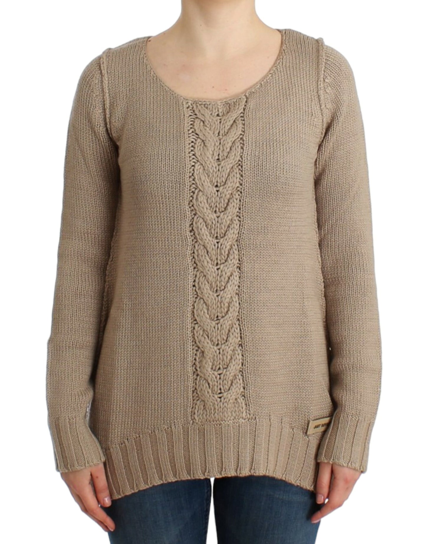 Cavalli Pull en laine tricoté beige