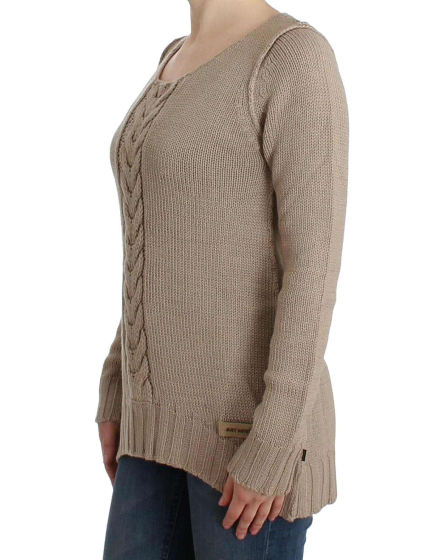 Cavalli Pull en laine tricoté beige