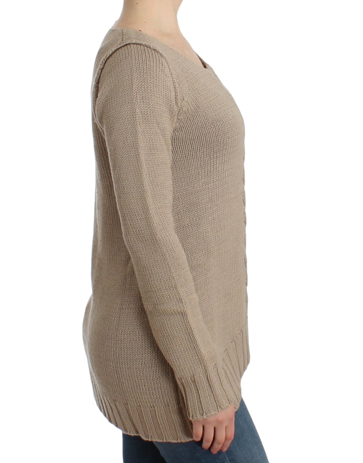 Cavalli Beige gestrickter Wollpullover