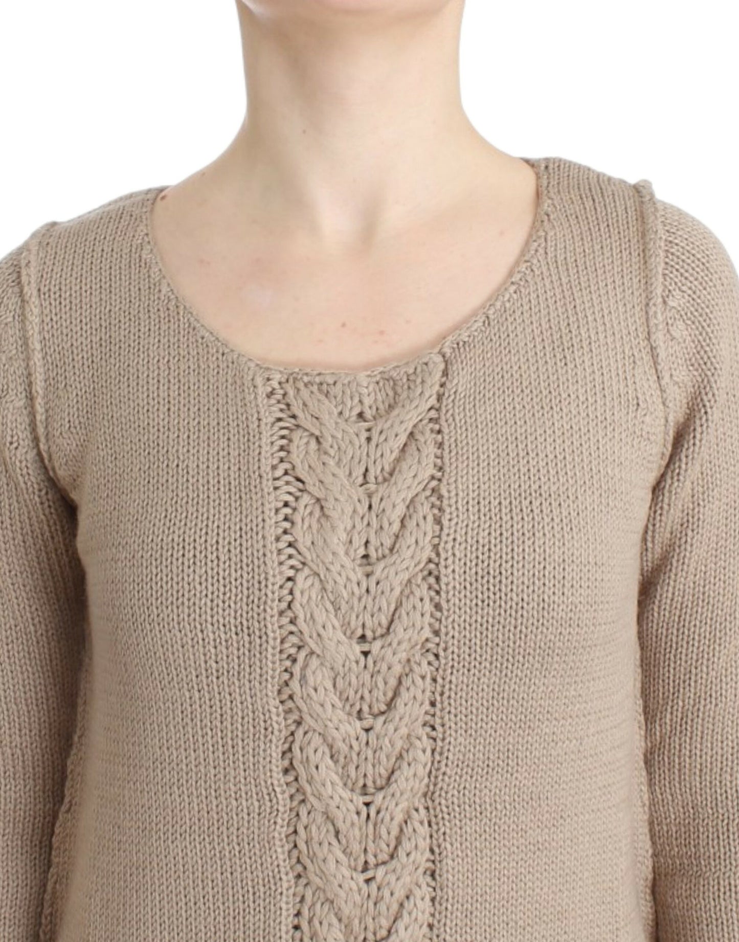 Cavalli Beige gestrickter Wollpullover