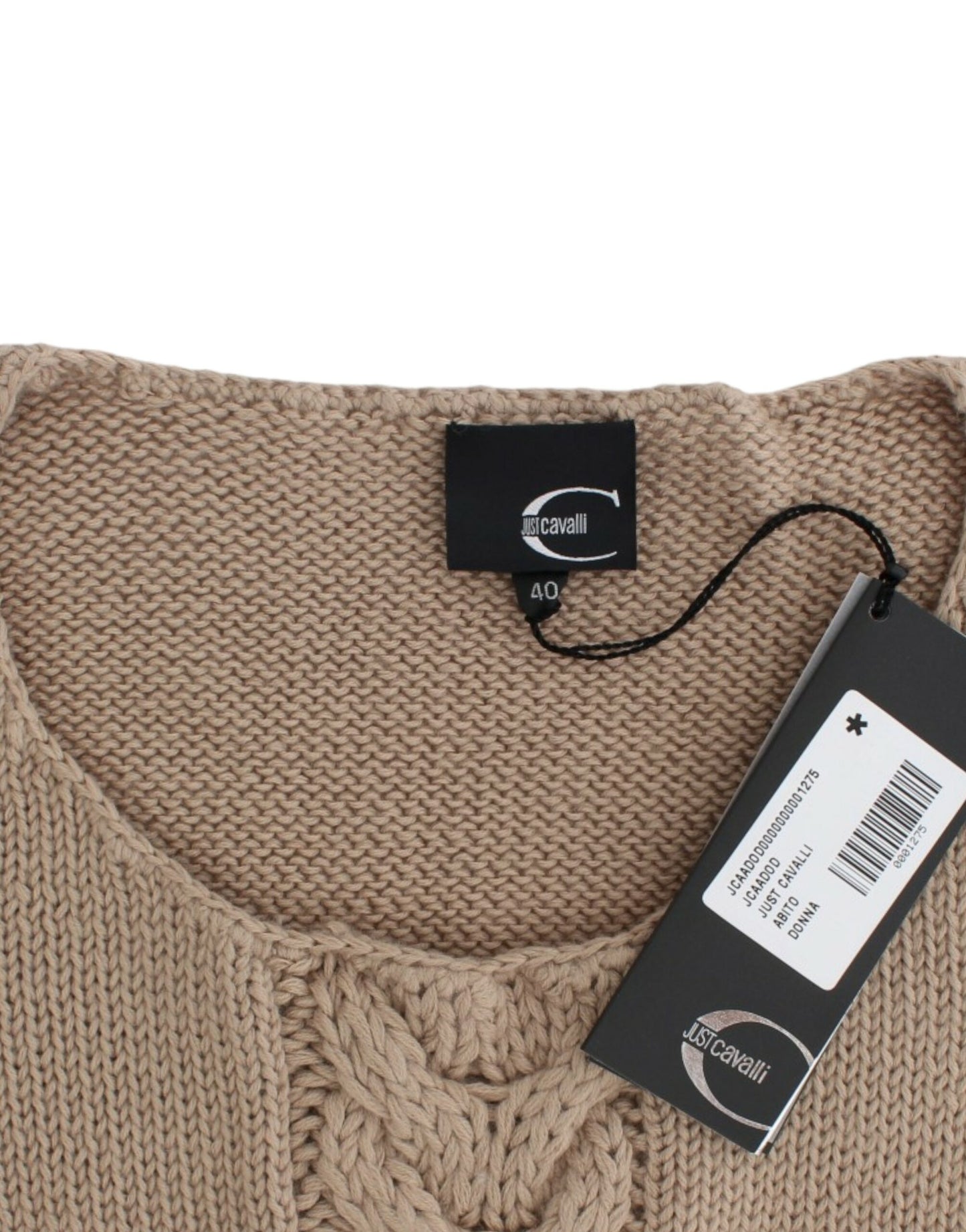 Cavalli Beige gestrickter Wollpullover