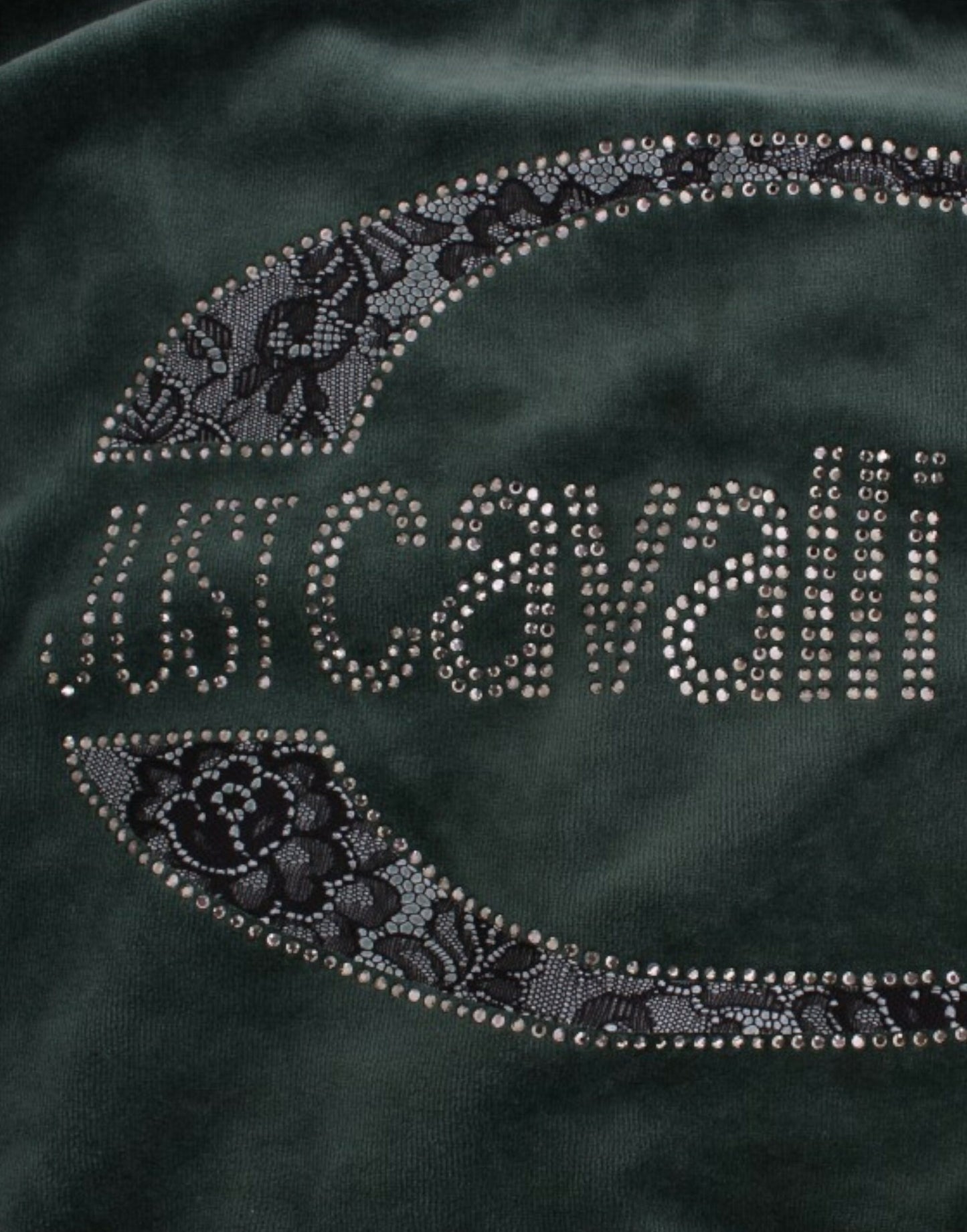 Cavalli Pull en coton velours vert