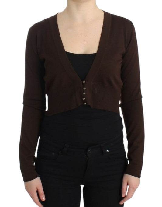 Cardigan court en laine Cavalli Brown