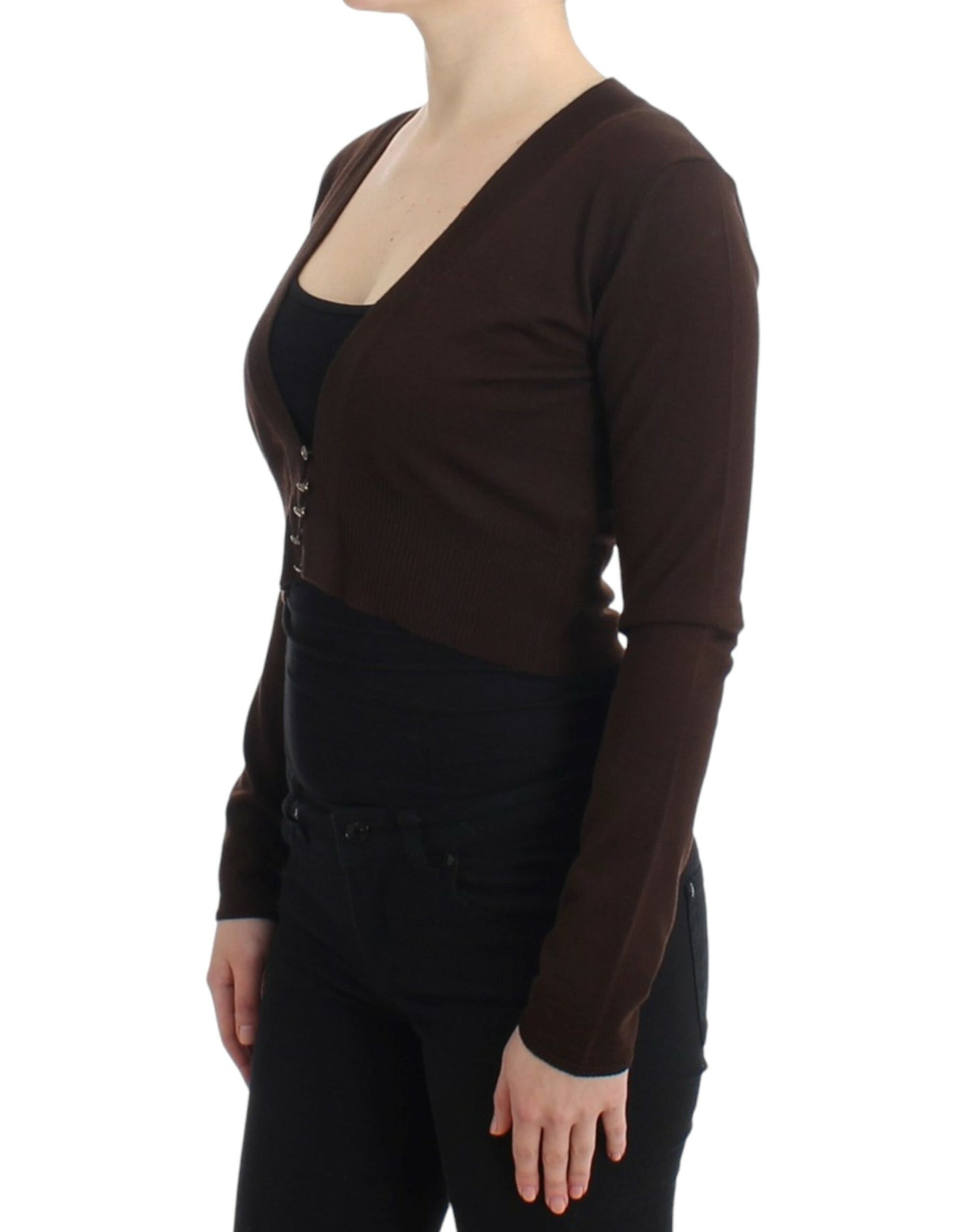 Cardigan court en laine Cavalli Brown