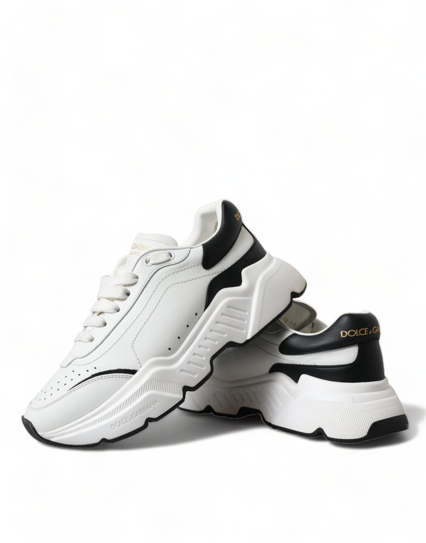 Dolce &amp; Gabbana Blanc Noir Low Top Daymaster Baskets Chaussures