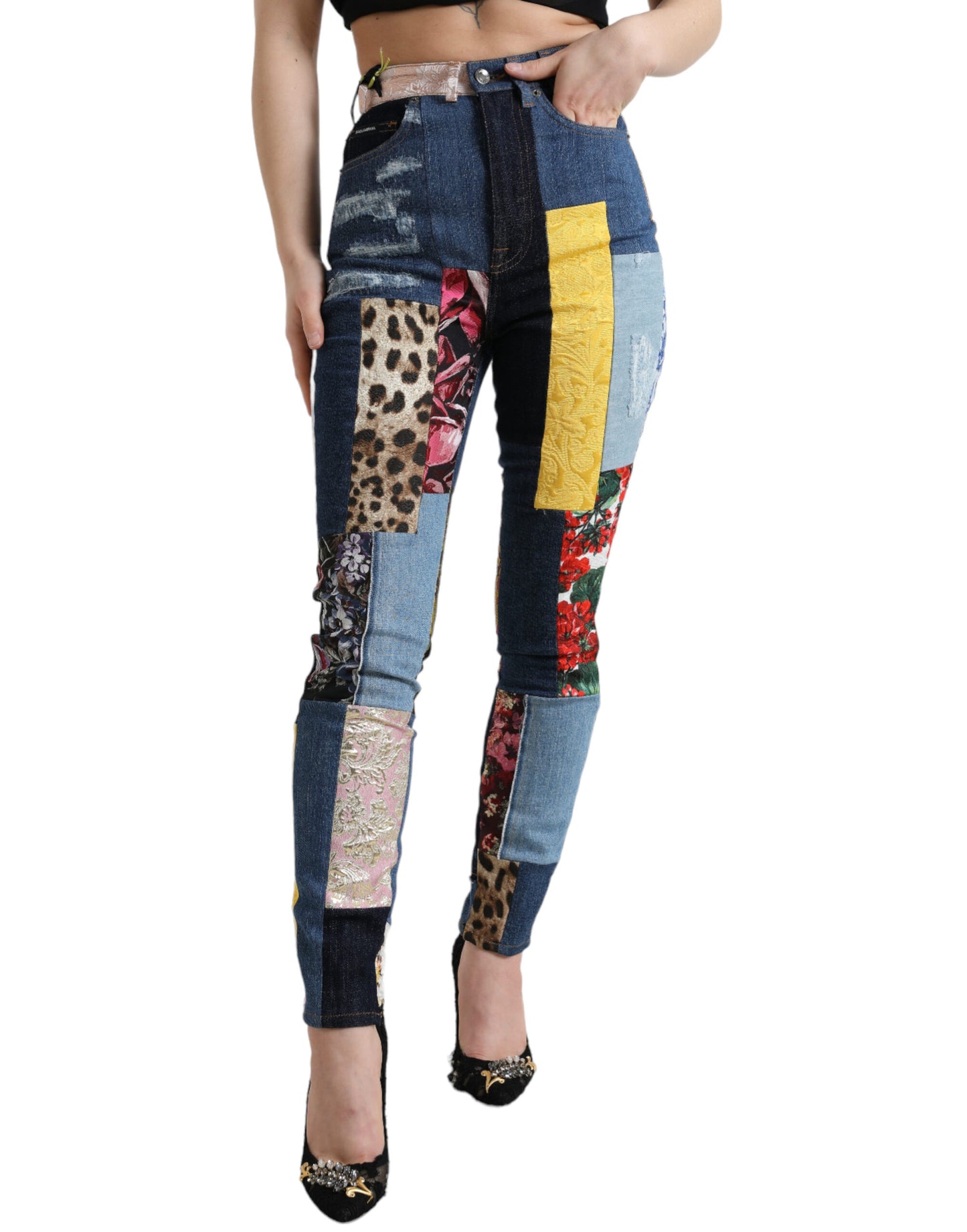 Dolce &amp; Gabbana Jean skinny GRACE patchwork multicolore