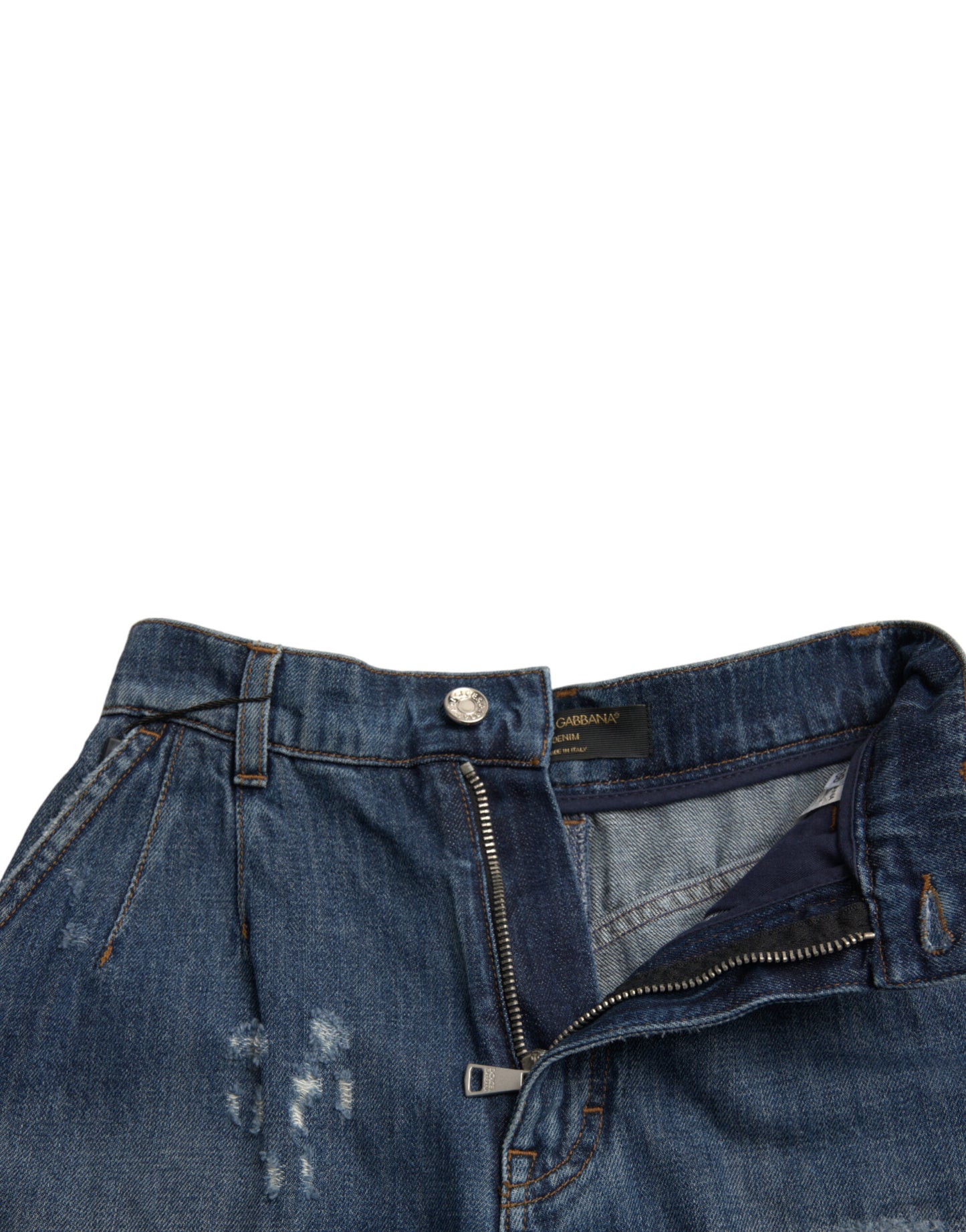 Dolce &amp; Gabbana Denim-Hotpants-Shorts aus blauer Baumwolle mit hoher Taille