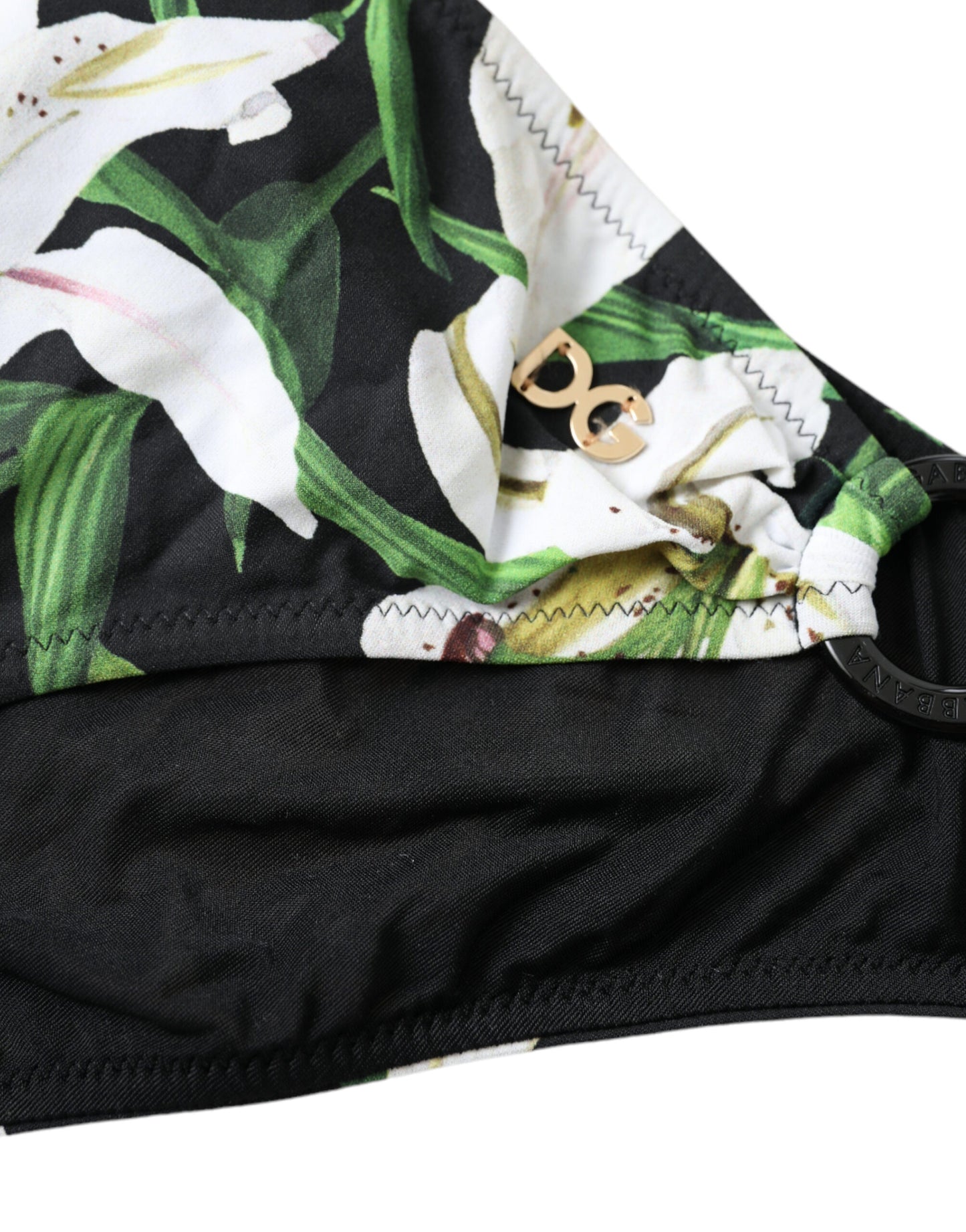 Dolce &amp; Gabbana Badeanzug-Bikini mit schwarzem Lily-Print