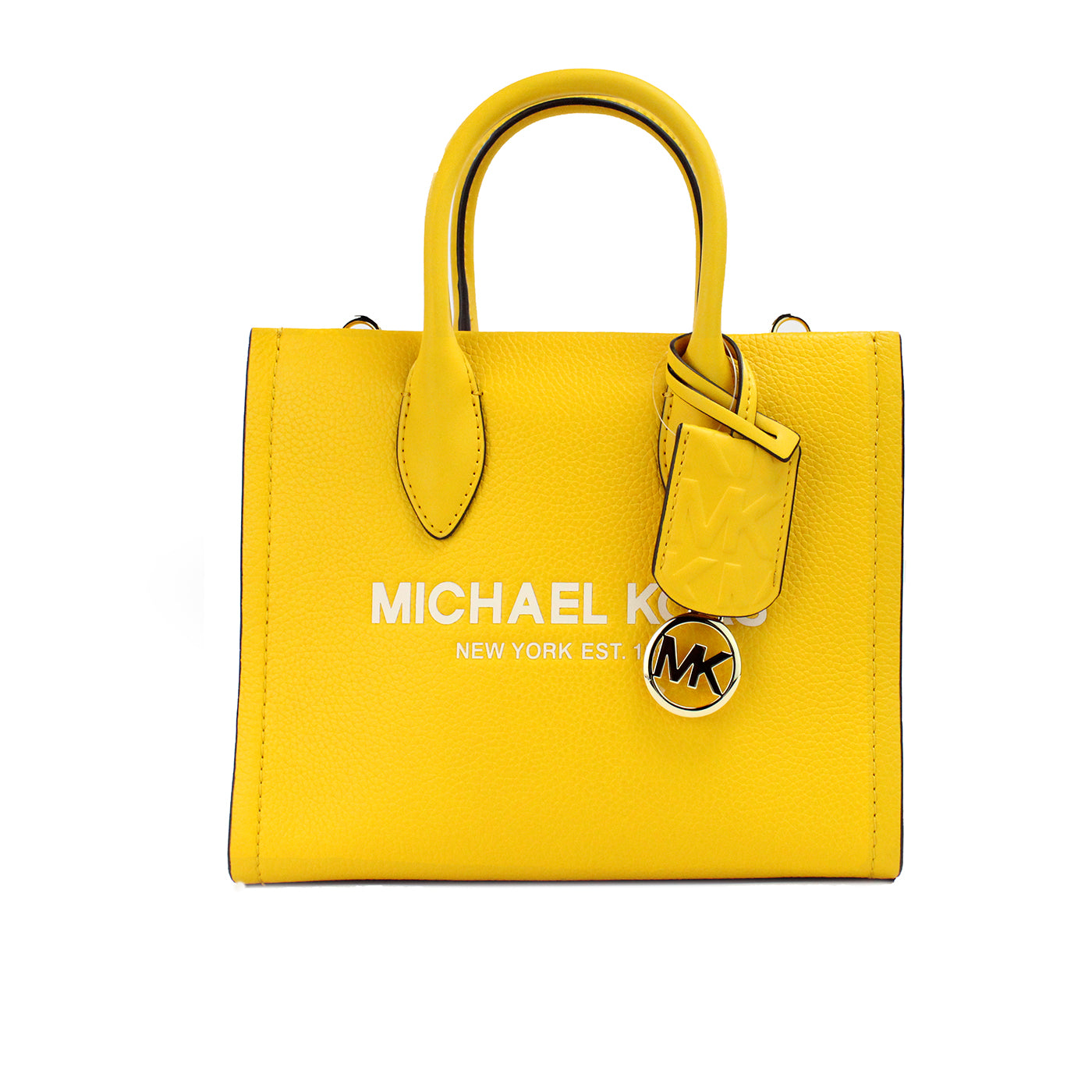 Michael Kors Mirella Petit sac fourre-tout en cuir jaune jasmin avec fermeture éclair sur le dessus