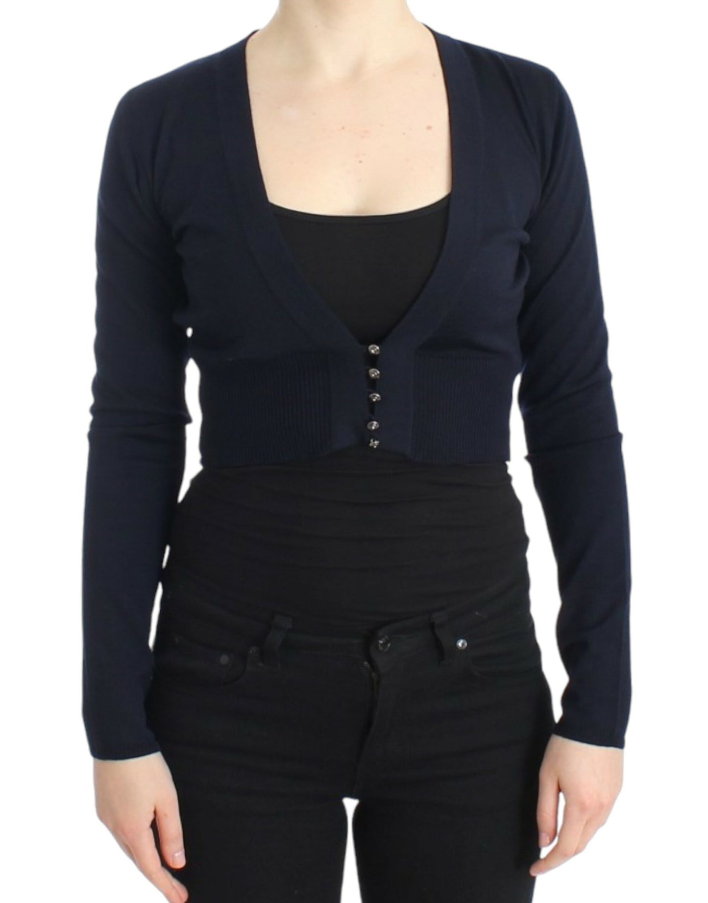 Cavalli Cardigan court en laine bleu