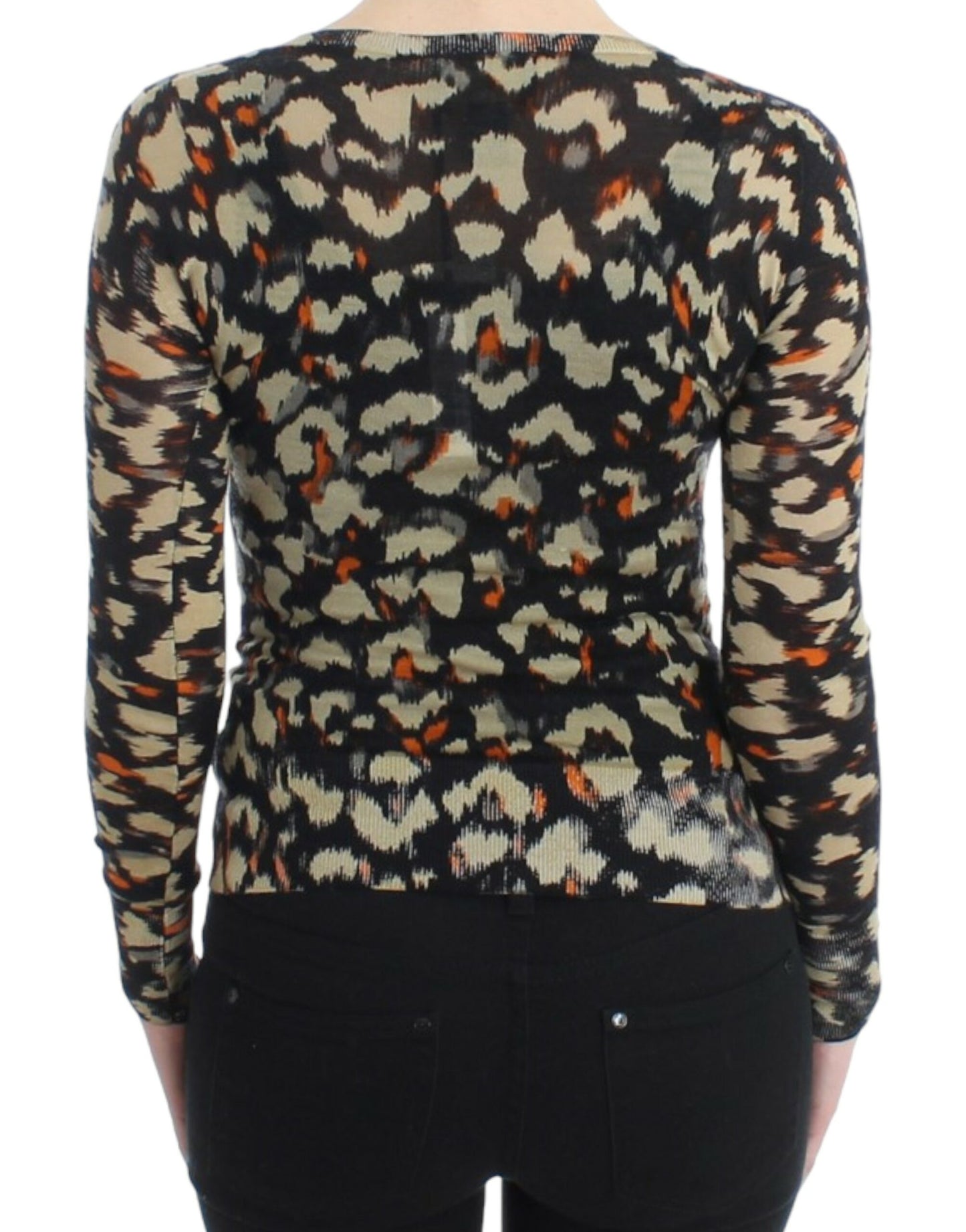 Cavalli Pull en laine col V multicolore