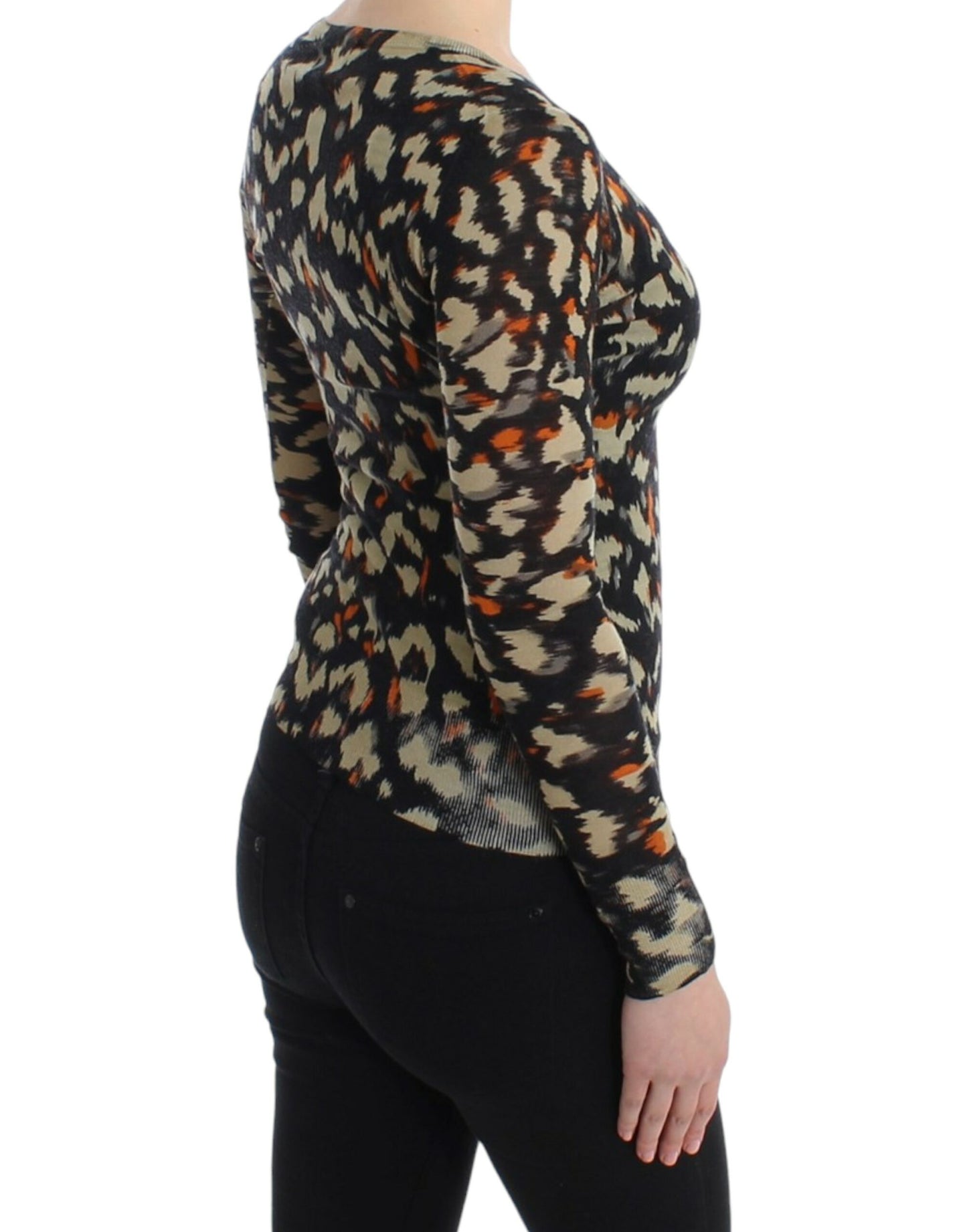 Cavalli Pull en laine col V multicolore