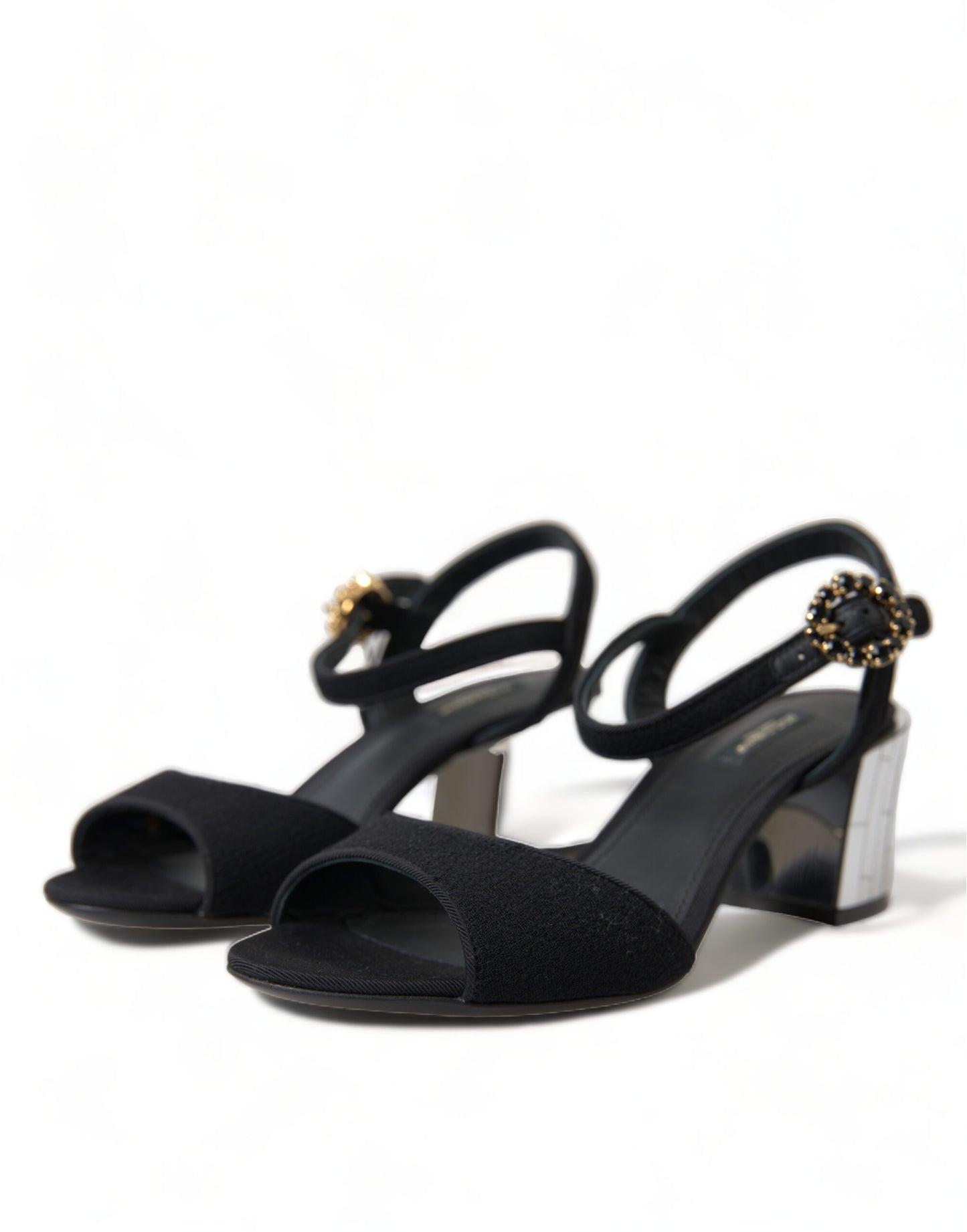 Dolce &amp; Gabbana schwarze Kristalle Knöchelriemen-Sandalen