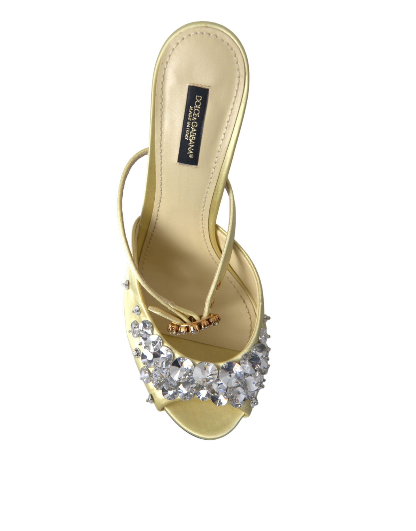 Sandales Mary Janes en cristal satiné jaune Dolce &amp; Gabbana