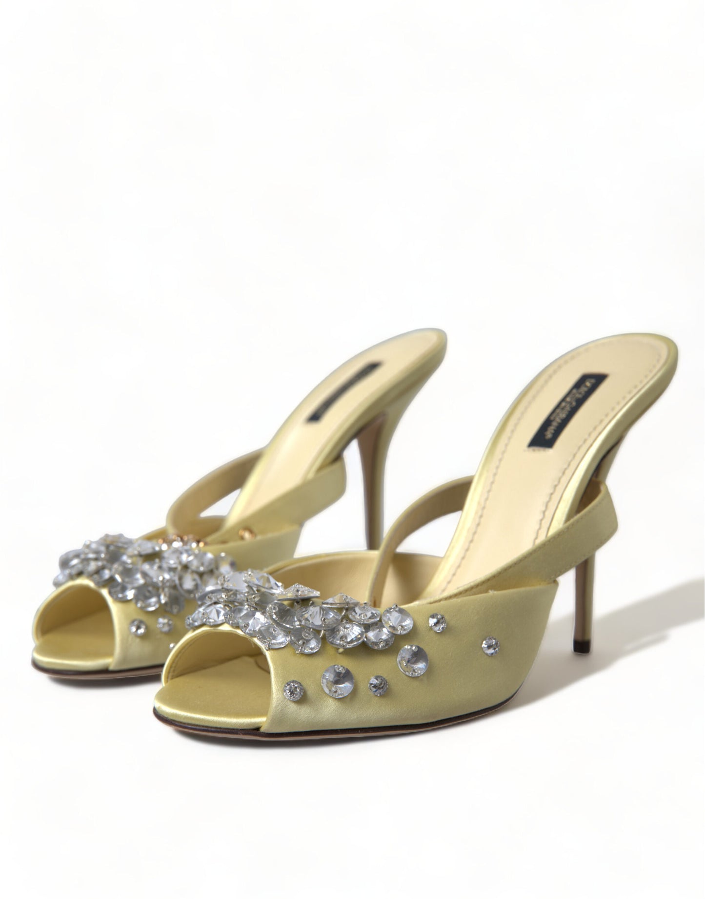 Sandales Mary Janes en cristal satiné jaune Dolce &amp; Gabbana