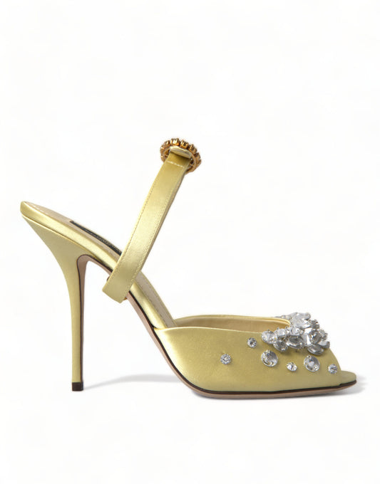 Sandales Mary Janes en cristal satiné jaune Dolce &amp; Gabbana