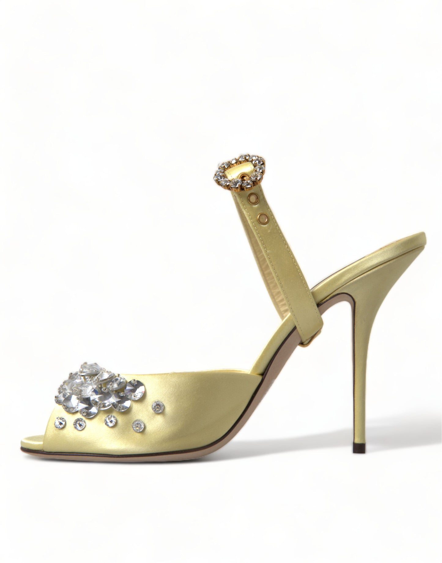 Sandales Mary Janes en cristal satiné jaune Dolce &amp; Gabbana