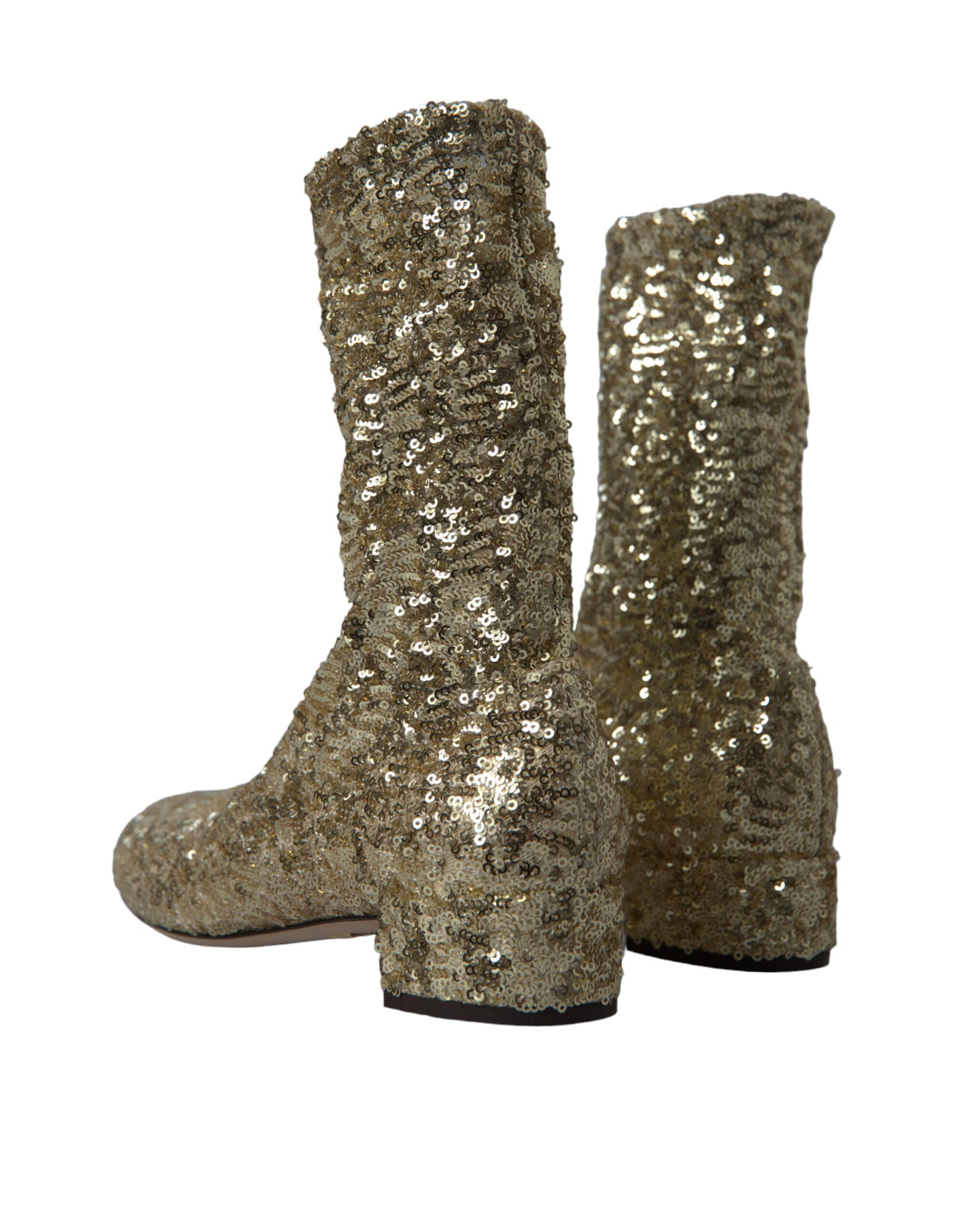 Dolce &amp; Gabbana Bottes courtes à paillettes dorées Chaussures extensibles