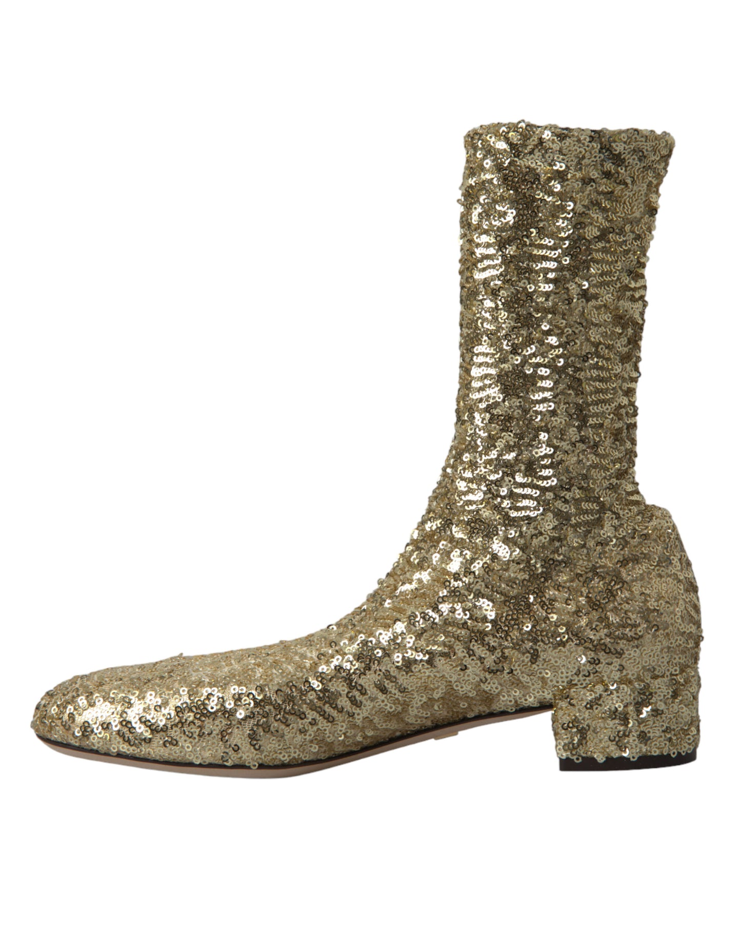 Dolce &amp; Gabbana Bottes courtes à paillettes dorées Chaussures extensibles