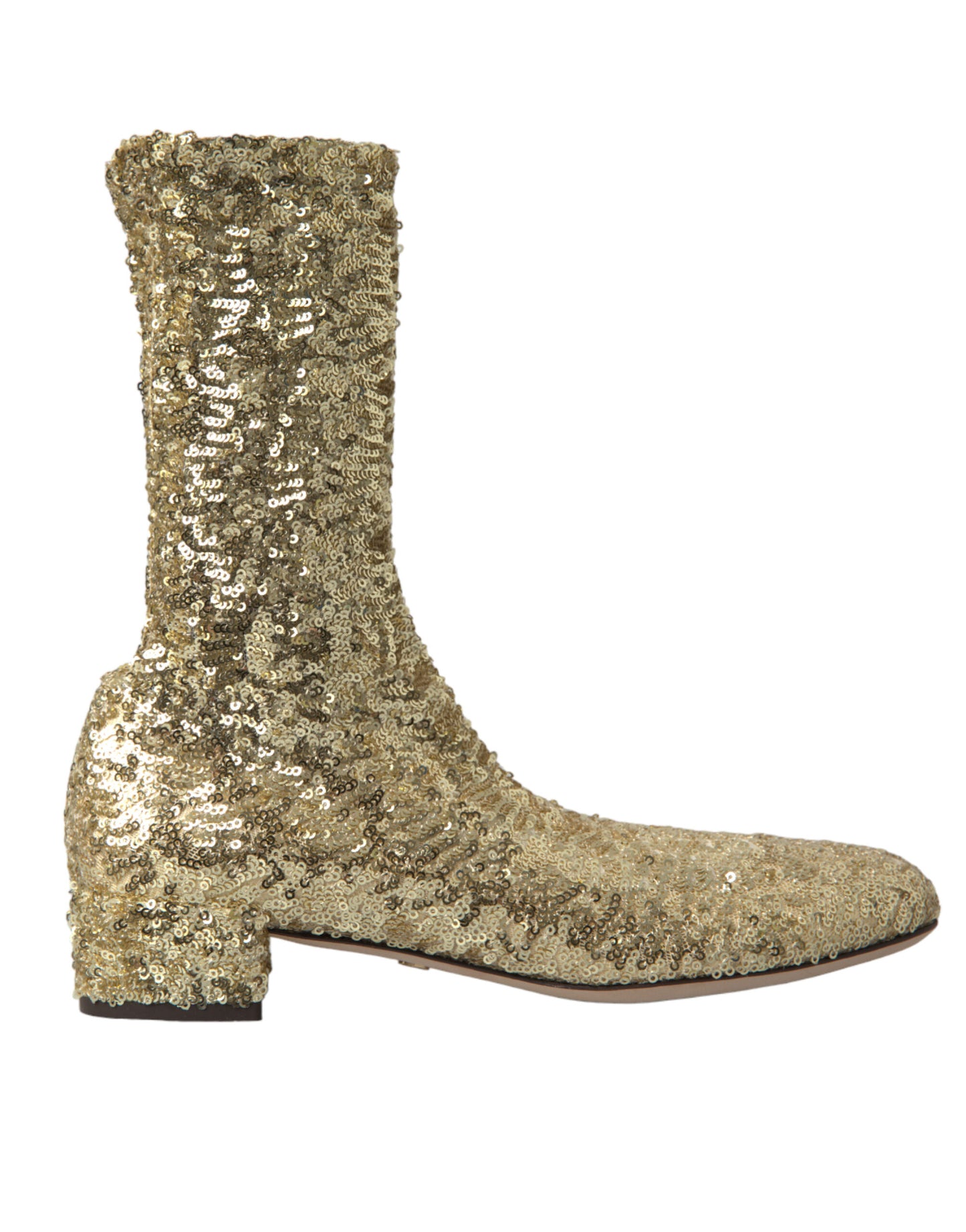 Dolce &amp; Gabbana Bottes courtes à paillettes dorées Chaussures extensibles